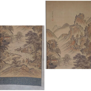 j28 古い掛軸 中林竹渓 肉筆 木箱入り 日本画