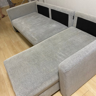 ニトリ　布張りカウチソファベッド(ノアーク GY)の画像