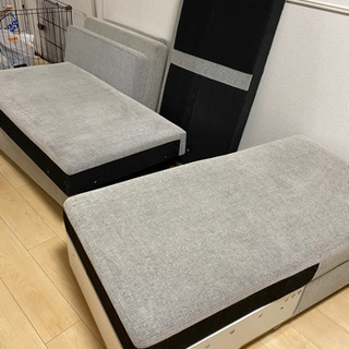 ニトリ　布張りカウチソファベッド(ノアーク GY)の画像