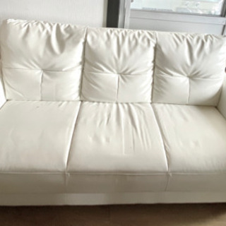 取引完了】ホワイト 卸売 レザーソファー 3P