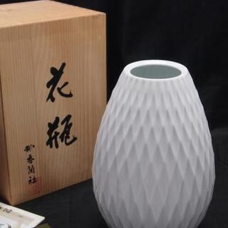 【WE】香蘭社 白磁 ダイヤ 花瓶　