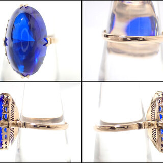 E364 K18 リング 5.1g 11号 指輪 サファイア スピネル