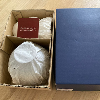 値下げ　未使用　布目ペア汁碗セット　フリーカップ付きの画像