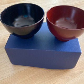 値下げ　未使用　布目ペア汁碗セット　フリーカップ付きの画像