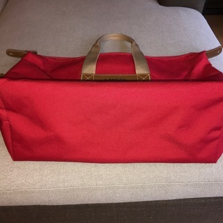 中古品　ランセル　LANCEL ボストンバッグ　made in france レッド×ブラウン 手渡しにての画像