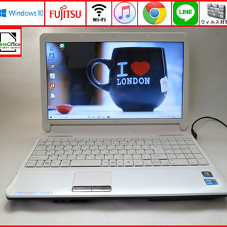 富士通 メモリ4GB HDD320GB ノートパソコン/wifi/アーバンホワイト