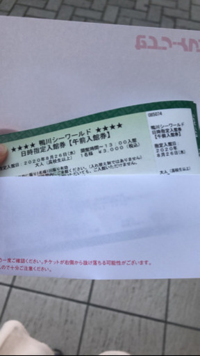 急ぎ 鴨川シーワールド 8/26(水)午前チケット