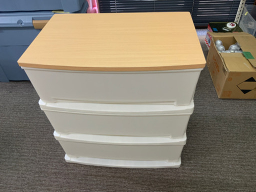 天板木製　衣類ケース　三段　中古^ - ^