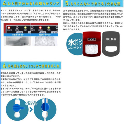 未開封　新型高速自動製氷機 氷ドンドン コンパクト レッド 405-imcn02 (レッド)