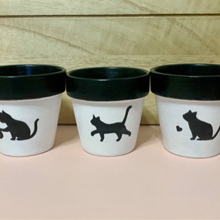 リメイク鉢　黒猫