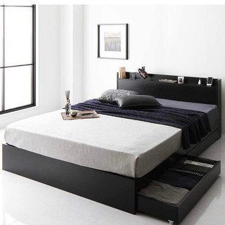 ダブルベッド ブラウン マットレス付き