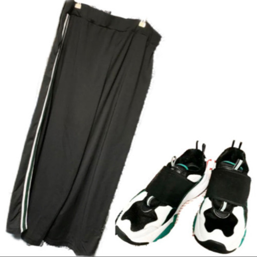 サイドラインワイドパンツ  ダッド スニーカー