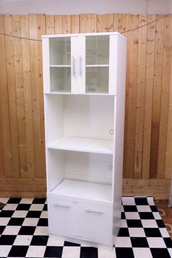 激安！！ホワイト食器棚　600×315×1780　スリムタイプ　住まい　家具　キッチン　レンジボード