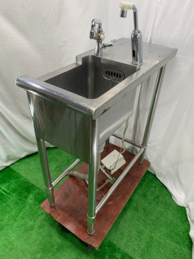 業務用　ステンレス　1層シンク流し台　蛇口2個付き　店舗　飲食店　W350xD800xH830  ②