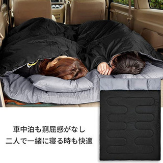 【防水】【ふわふわ】【コンパクト収納】【枕2付】カラー：グリーン 寝袋 シュラフの画像