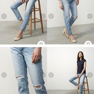 AZUL BY MOUSSY ひざクラッシュテーパードデニム(s...
