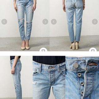 AZUL BY MOUSSY ひざクラッシュテーパードデニム(size25)の画像