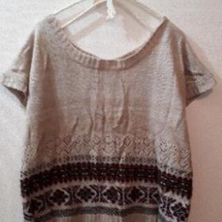 美品 NICE CLAUP ナイスクラップ ニット 前後着 ナチュラル