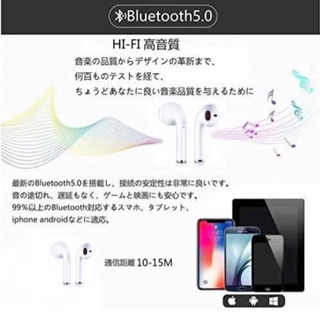 新品 ワイヤレスイヤホン ① 高音質 Bluetooth Bluetooth5.0 イヤホン Android iPhone ハンズフリー アンドロイド アイフォーン Xperia GALAXY エクスペリア ギャラクシー の画像