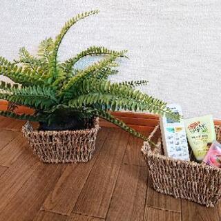 アジアン ラタンかご2個組