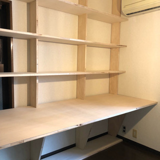 設計事務所が作った 本棚一体型カウンターデスク【配送、組立サービス 