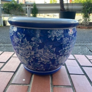 【陶磁器製】火鉢　金魚鉢　メダカ鉢　藍染　【屋内用】 陶磁器製】火鉢 金魚鉢 メダカ鉢 藍染 【屋内用】 - 小物入れ本当に 安い