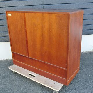 【082713】食器棚　和風　茶棚　レトロ　紫型　幅97cm　奥行38.5cm　高さ84cm【引取限定】の画像