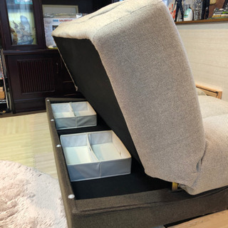 ニトリ 3人掛け布製ソファベッド中古の画像