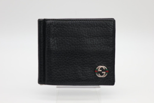 《GUCCI/二つ折りマネークリップ》ABランク 308809 ブラック 美品