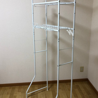 洗濯機収納　白　ランドリー収納　タオル掛け　洗剤