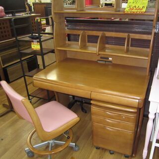 R223 高級 KARIMOKU 学習机セット（机・2段棚・椅子・キャビネット）良品