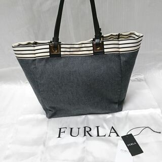 FURLAデニムリバーシブルトートバッグ美品の画像