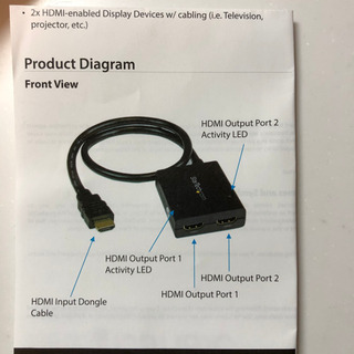 USB給電対応2ポートHDMIスプリッタ4K  starTech comの画像