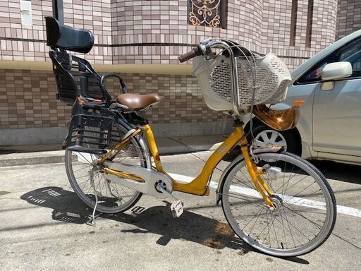 【日本製】３人乗り対応自転車　前方後方チャイルドシート付きママチャリ　２６インチ　鹿児島市