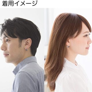 【新品】【日本全国郵送相談可】男女兼用 4連リング付フープ フェイクピアス 1組2点セット (イヤリングタイプ)の画像