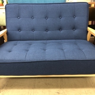 2人掛けソファー型ベンチ メーカー不明 布地 ブルー