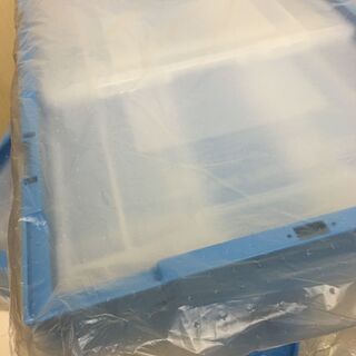 大量 折りたたみ コンテナボックス 透明 仕事 倉庫 整理 収納 仕分け 保管 日本製 オレコン 50Ｌの画像