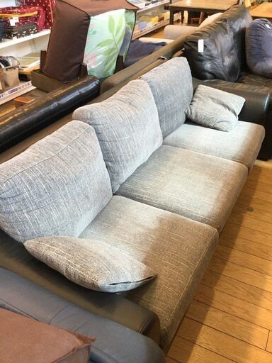 3人掛けｿﾌｧｰ ｸﾞﾚｰ×ﾌﾞﾗｯｸ 【ﾄﾚﾌｧｸ桶川店】
