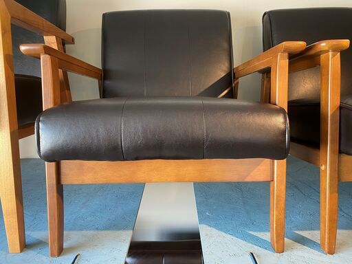 アームチェア 1Pソファ 1人掛け 1.0P 1シーター ダークブラウン ブラック系 中古品②