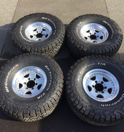 ランクル等 15インチ アルミホイールタイヤセット バリ溝