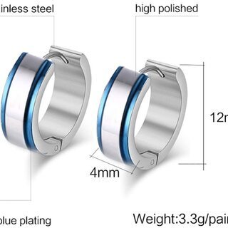 【新品】【日本全国郵送相談可】ブルー ステンレスピアス フープ イヤリング メンズ レディースの画像