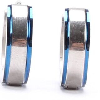 【新品】【日本全国郵送相談可】ブルー ステンレスピアス フープ イヤリング メンズ レディースの画像