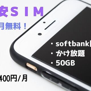 【携帯代が節約に】ソフトバンク回線🍎格安SIM　50ギガ+かけ放題🍎