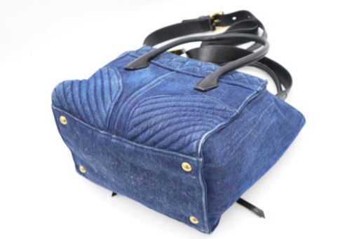 《miumiu/バイカー デニム 2WAY ハンドバッグ》ABランク 美 ブルー