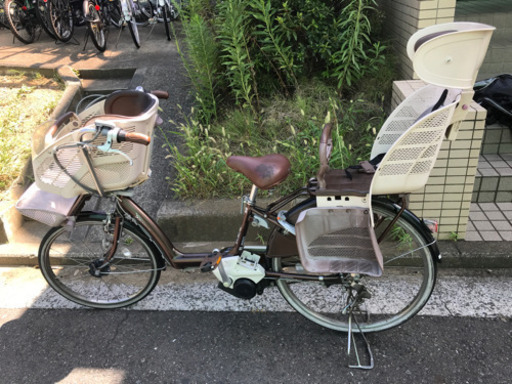 ブリジストン 26インチ電動アシスト自転車　中古品/ジェルブラウン色/前後子供シート付き