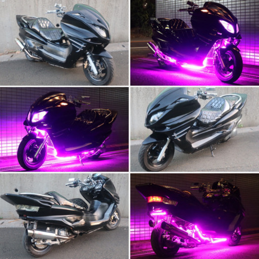 【YAMAHA マジェスティ】ブラックカスタム スピーカー新品 LEDパープル