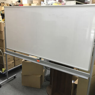 ホワイトボード 両面 脚付 回転 キャスター付 幅190cm×奥...