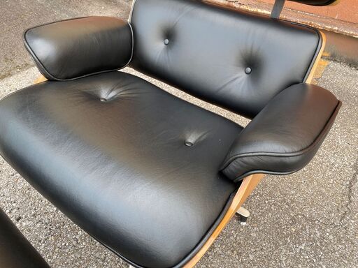 イームズ ラウンジチェア オットマン リプロダクト デザイナーズチェア パーソナルチェア ブラック 美品 展示品 中古品