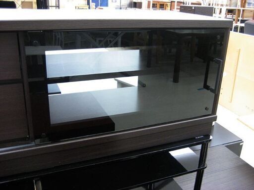 札幌 おしゃれ! 幅120cm テレビボード ガラスドア ブラック×ダークブラウン テレビ台 TVボード TV台 AVボード 黒 こげ