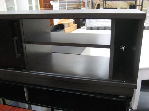札幌 おしゃれ! 幅120cm テレビボード ガラスドア ブラック×ダークブラウン テレビ台 TVボード TV台 AVボード 黒 こげ